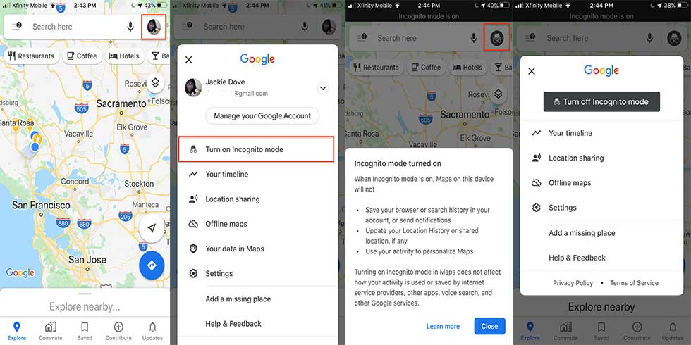 نحوه فعال کردن حالت ناشناس در گوگل مپ
