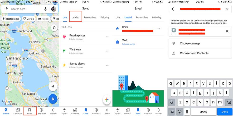 نحوه ذخیره کردن آدرس خانه و محل کار در گوگل مپ1