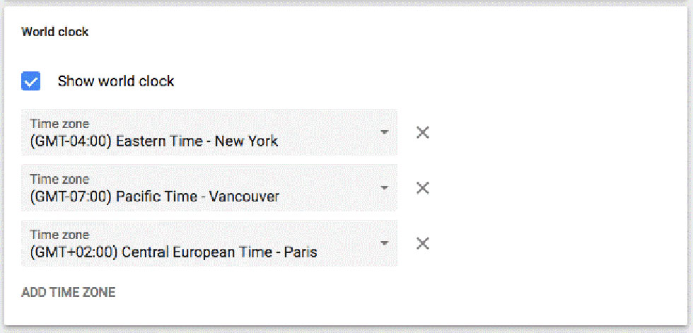  تقویم گوگل و ساعت جهانی