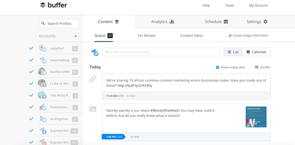 ابزارهای بازاریابی محتوا : Buffer
